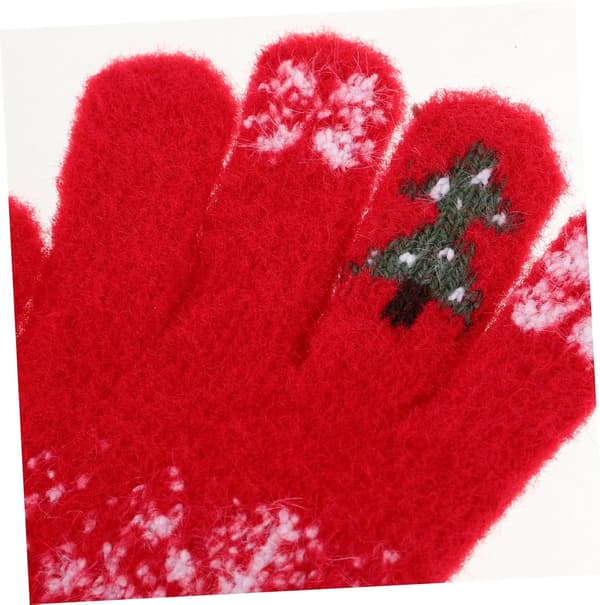 Termiske handsker til kvinder Vinter Rød Snefnug Juletræ Design Touchskærm Kompatibel