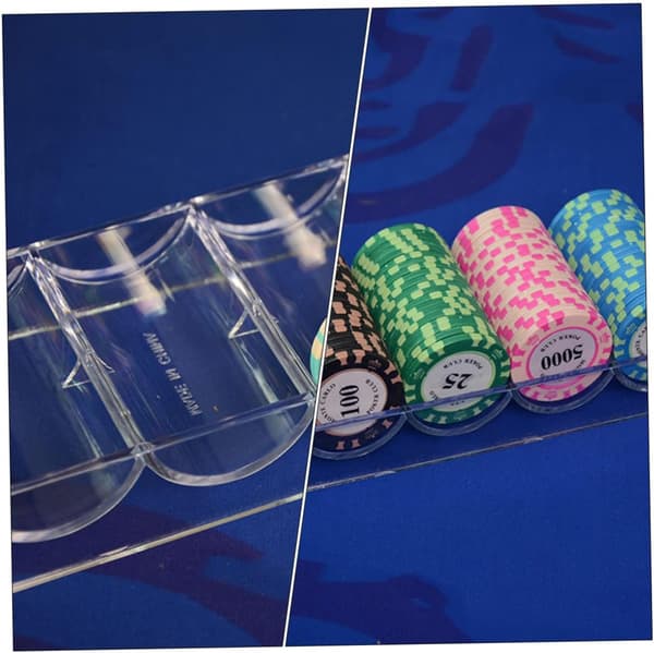 1 stk. oppbevaringsboks for pokerchips, stilig chipsorganisator med klassifiserte rom