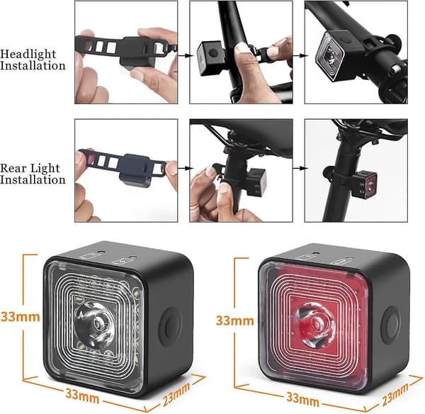 Cykellampa Set Super Ljus Cykellampor Fram Och Bak USB Laddningsbara