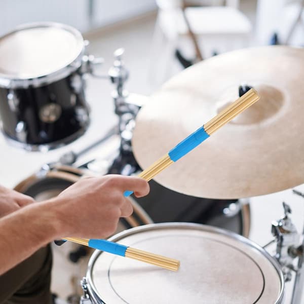 3 par blå bambustrommebørster bærbare, enkle å bære, tilbehør til perkusjonsinstrumenter
