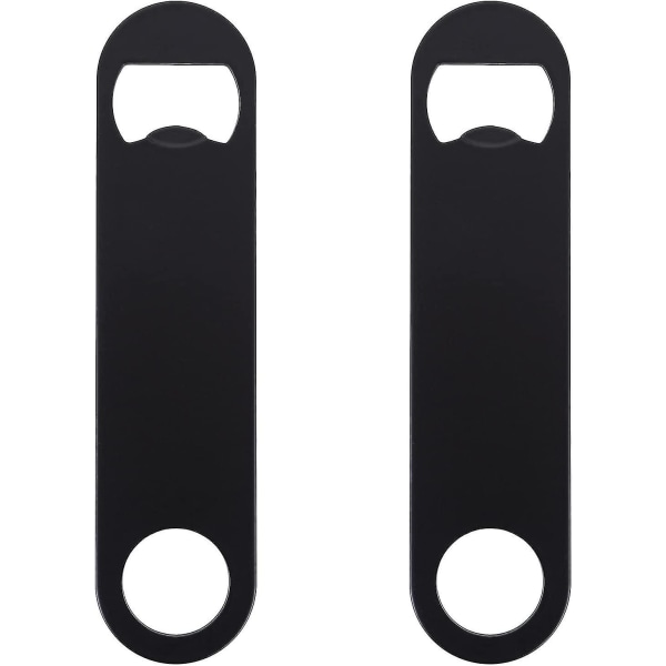 Ølflaskeåpnere, Flat Bottle Opener i rustfritt stål Ølflaskeåpner Barflaskeåpner for kjøkken Bar Restaurant svart 2 stykker