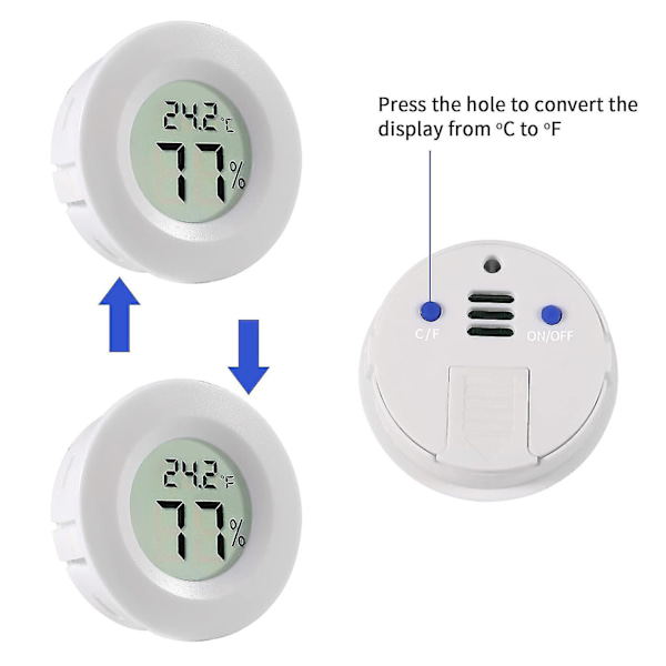 3 stk. Mini Rundt Hygrometer Termometer Digital LCD Skærm Måler Måler Indendørs Gave