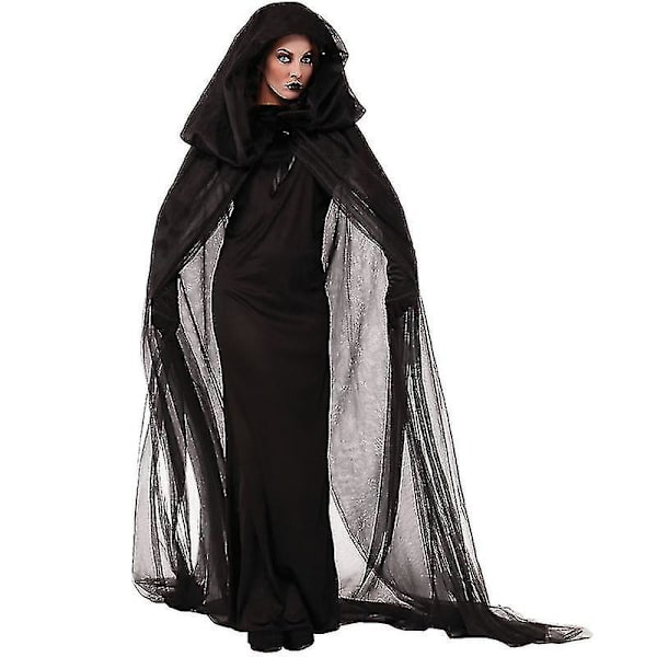 Grim Reaper Kvinne Gjennomsiktig Hettekåpe Kostyme XL