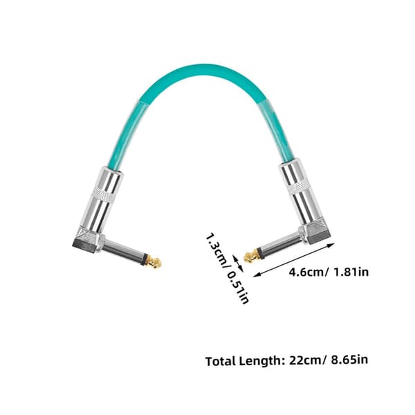 Gitarpedal Patchkabel 15 cm lengde Støyreduserende design 6,35 mm PVC- og metallkonstruksjon Rettvinklede kontakter