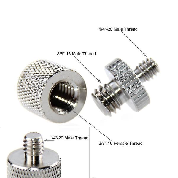 Trådkonverteradapter 1/4\" til 3/8\" for kamera-stativ, monopod, bur og rigg