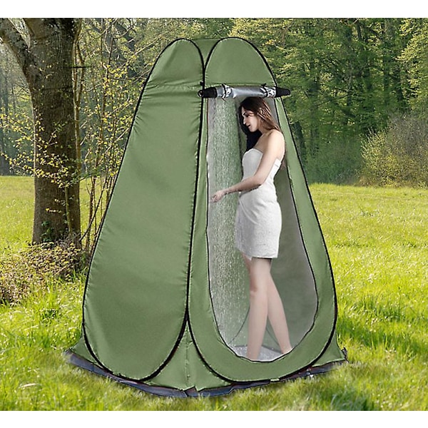 Enkel Pop Up Dusch Tält Toalett Omklädningskabin Camping Utomhus Skydd Inomhus Utomhus Omklädningsrum Bärbar (Oljegrön)
