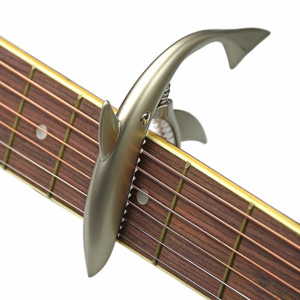 Metallgitarrkapo Hajformad Kapo för Akustisk och Elektrisk Gitarr med Bra Grepp (1 st, silver)