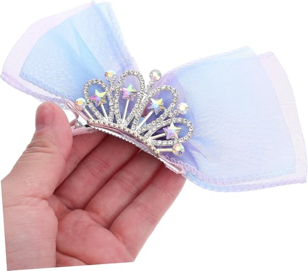 4 st prinsesskrona håraccessoarer med strass rosett nät tyllklämmor