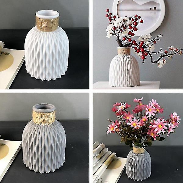 Imitation Keramisk Plastvas Heminredning Grön Växtbehållare Grå