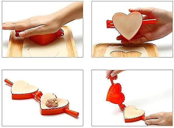3 stk Hjerteformet Ravioli Dumpling Maker Sett Manuell Presse