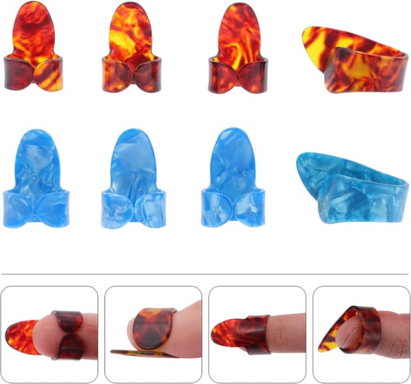 Gitarrfingerplektrumset Plasttumplektrum för akustisk gitarr fingerstyle och basspel