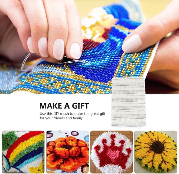 Teppeproduksjon Nettingduk med rutenettlinjer for DIY Teppekroking, Teppegarnmateriale