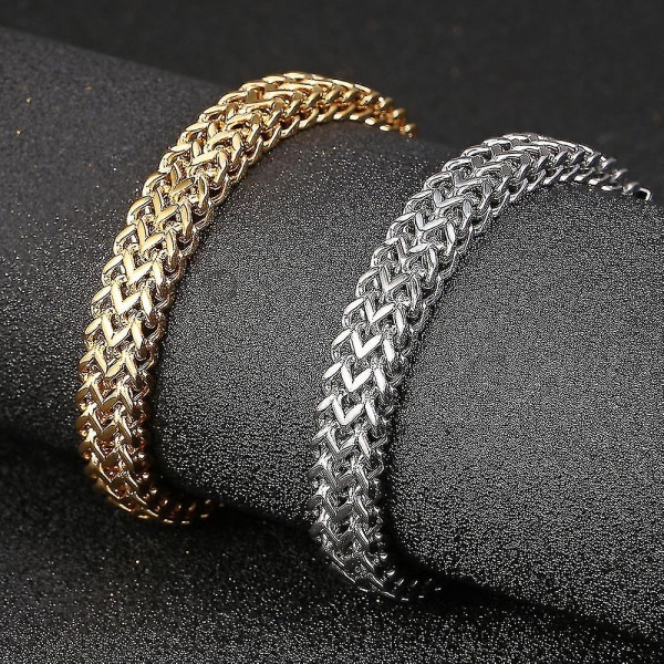 Mäns Robust Curb Cuban Link Chain Armband Rostfritt stål Guldpläterad/silver