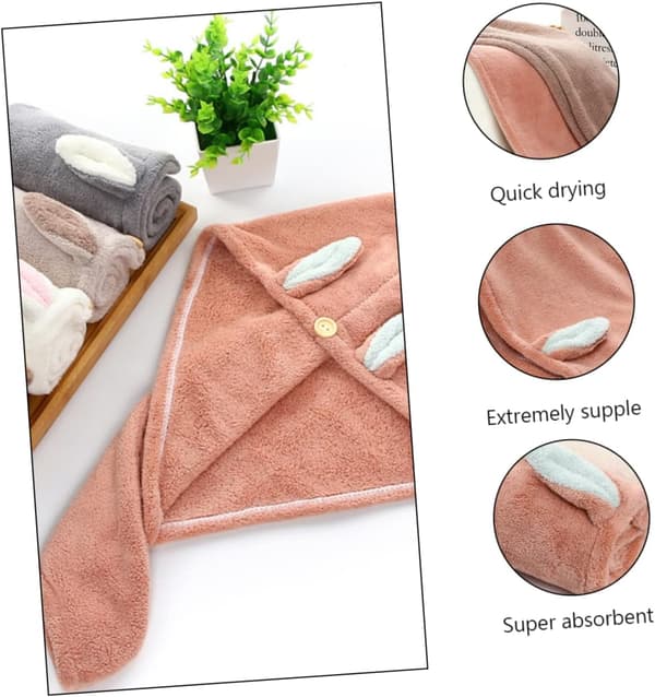 2-pack hårtorkningsmössa, snabbtorkande fleece, snabbtorkande hårhatt för rutin efter dusch