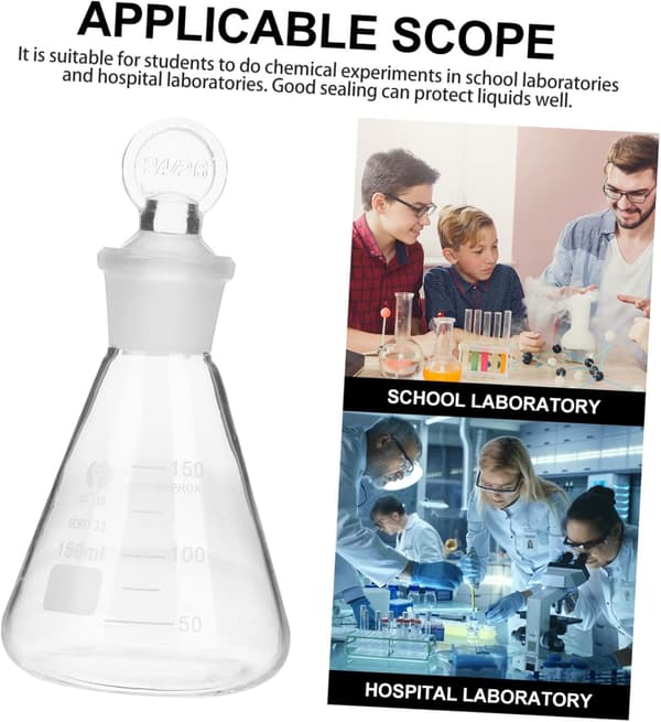 150 ml glassbeger Erlenmeyer-kolbe for eksperiment med presis skala og god forsegling
