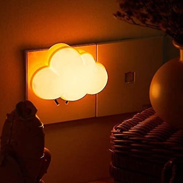 2 delar Barn Nattlampa Led Moln Mjukt Ljus Söt Baby Vägg Barnkammare Lampa Varmsensor Plug-in Intel
