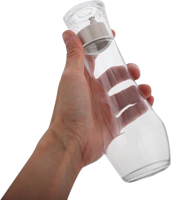 2 st munvattensdispenser för 8,8 oz glasflaskor med lockkopp påfyllningsbara pumpflaskor