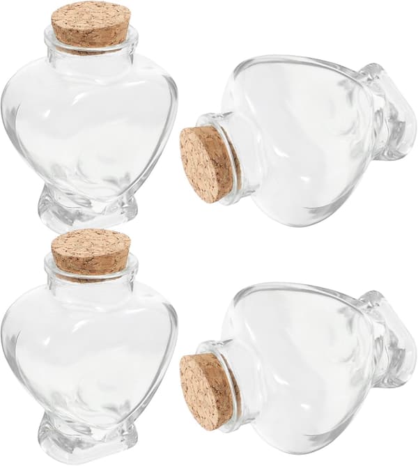 4st Glas önskeflaskor Hjärtformade Dekorativa Flaskor 160ml Glas