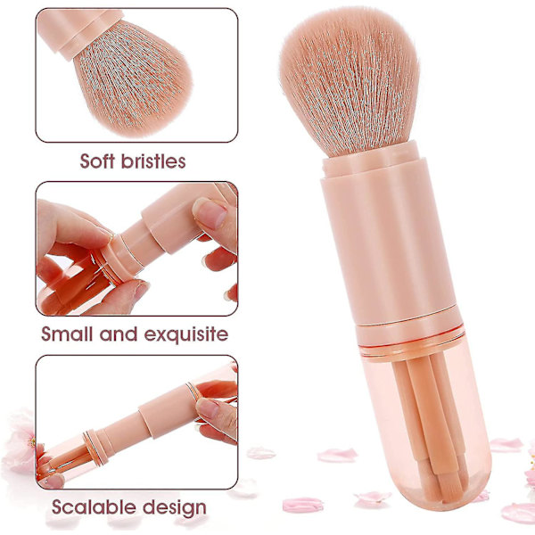 Mini Makeup Brush Set, 4 i 1 Bærbar Rejse Ansigtskosmetikbørste