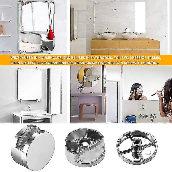 8 stk Speilklemmesett Speilholderklemmer Sinklegering Speilholdere For Vegger Fast Beslag For 3-5 (floker)-yuhao