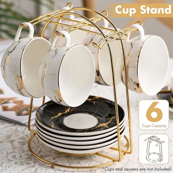 Nordisk Hjem Køkken Bordplade Kaffe Kop Holder 6 Kopper Stativ Guld Metal Kopper Holdere Stativ Dræn Orga