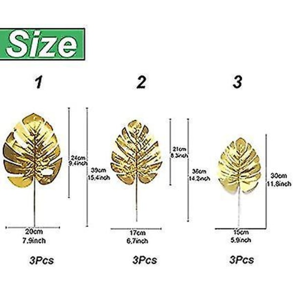 24 stk. Kunstige Blade Guld Tropiske Palmblade Faux