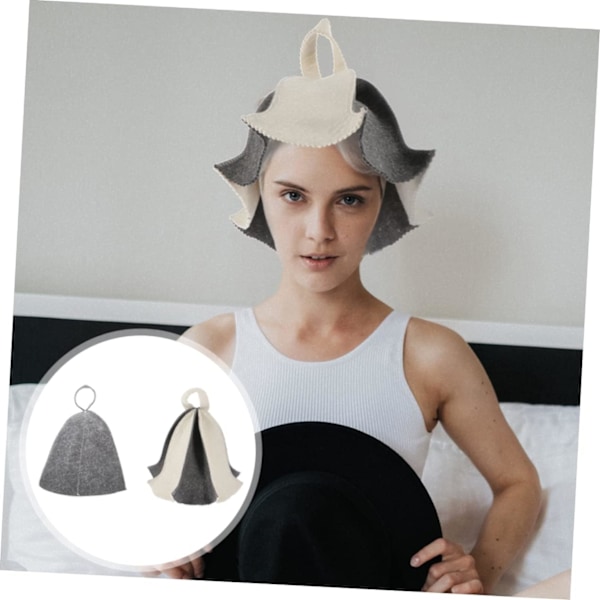 2 stk. Filt Dusjhette Filt Badstue Filt Vaporarium Hatt Pustende Ull Badstue Liner Badehette