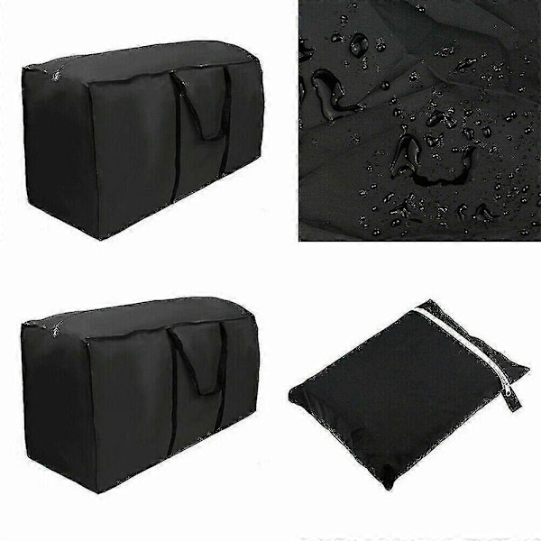 Extra Stor Vattentät Förvaringsväska för Trädgårdsmöbelkuddar med Dragkedja, Robust 116*47*51CM