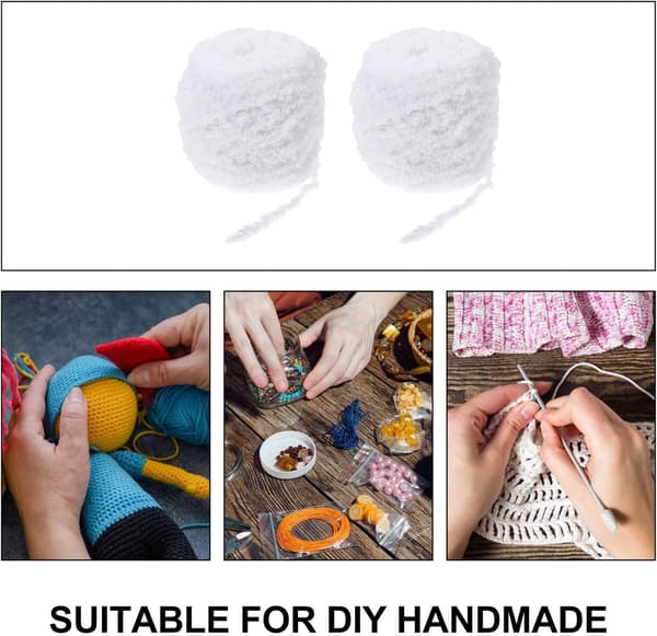 2 st vit korallfleece kamgarn för DIY-stickning och virkning