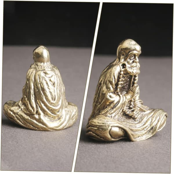 Messing Bodhidharma-statue Unik Buddha-figur for hjemmedekorasjon