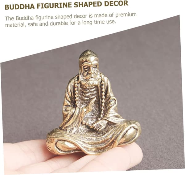 Messing Bodhidharma-statue Unik Buddha-figur for hjemmedekorasjon