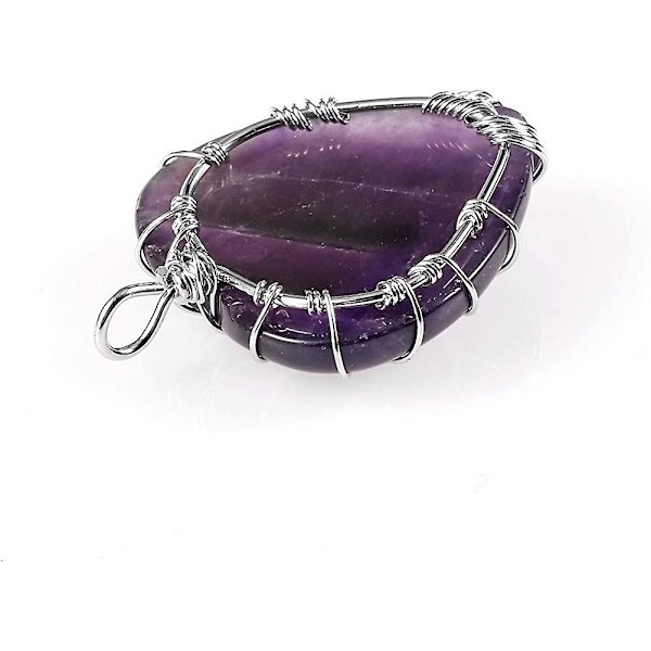 Amethyst Hjerte Livets Træ Krystal Halskæde Kvinder Healing Lilla Hjerte Sten Lmell Gave