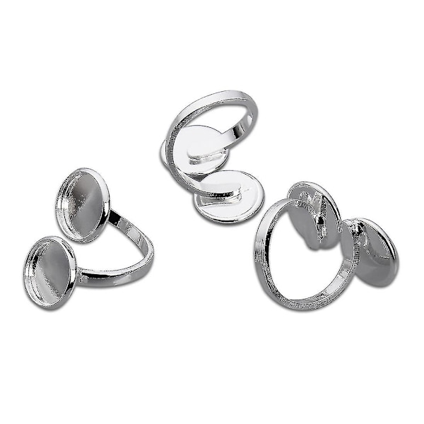 10 st Ringbaser Tomma Bezel Justerbar Kopparplatta Cabochonbas Flat Rund Fingerringar Komponenter för Smyckestillverkning Fynd