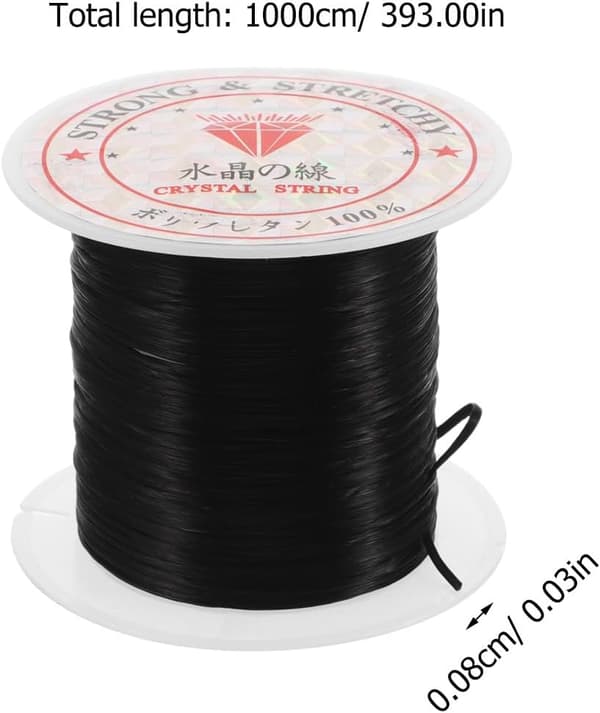 Elastisk krystalltråd 0,8 mm 10 m svart elastisk tråd for hårforlengelsestilbehør og smykkelaging