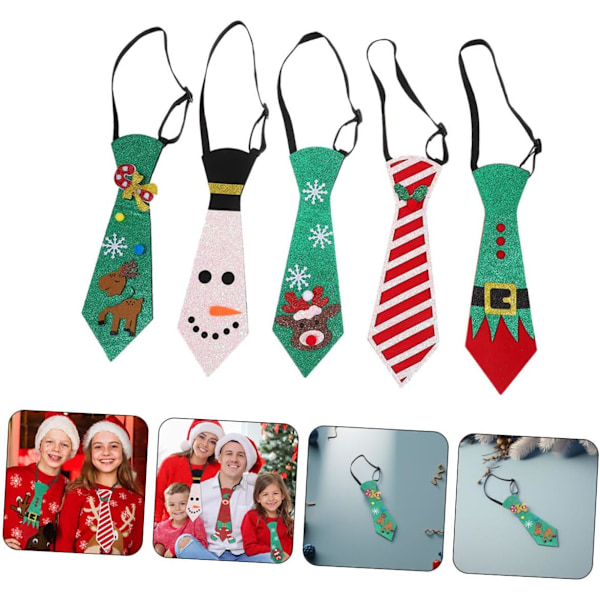 5 st Julslips Pojkar Jul Fluga Snöflingeslipsar