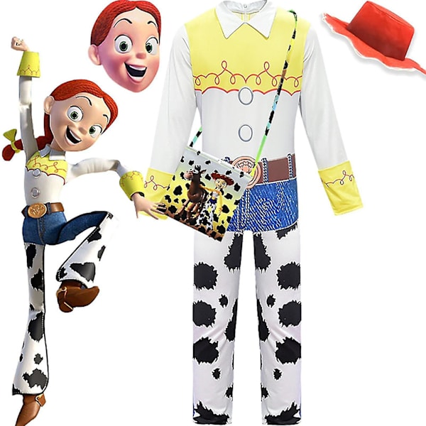 Toy 4 Jessie Barnkläder för Flickor Kostym Fancy Outfit Maskerad Jumpsuit Bodysuit Mask Hatt Ba 8-10 Years