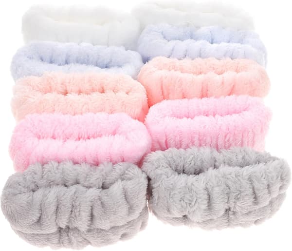 10 stk. absorberende spa-armbånd for ansiktsvask, elastiske damearmbånd for trening og treningsstudio
