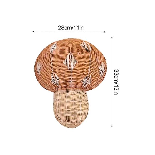 Naturlig Rattan Lampekule i Soppform, Vegglampe