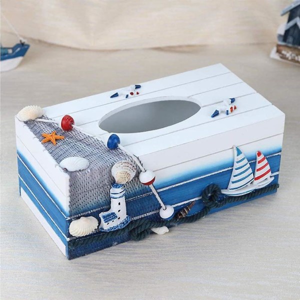 Trefilboks i tre, kosmetisk vevboks, middelhavsstil, Kleenex-boks