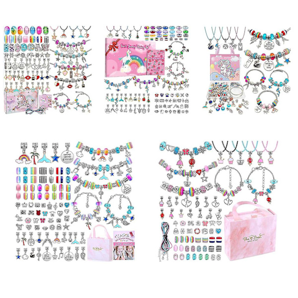 Sjov Armbåndsfremstillingskit til Piger med Perler, Charms og DIY Gave