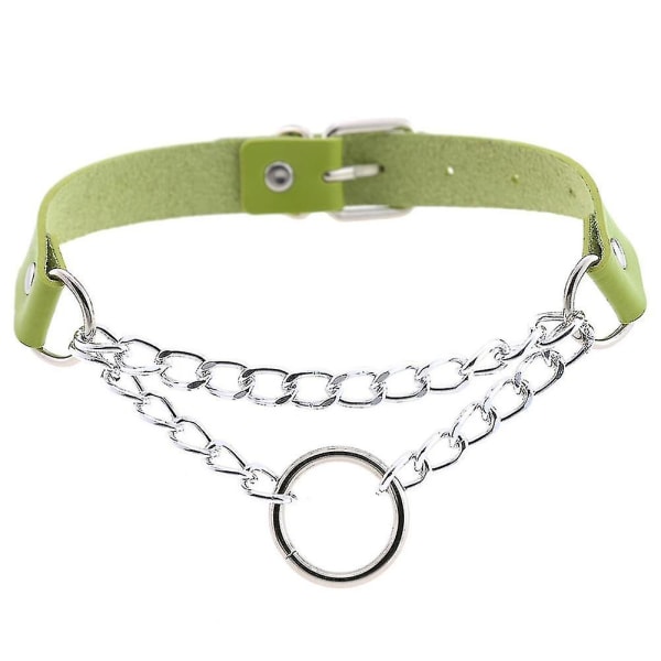 Kvinnor Män Punk Kedja Choker Halsband O Rund Cirkel Konstläder Krage Smycken