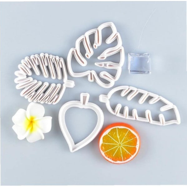 Bladforme til Cookies, Kagefudge, Dekoration af Kager, Plastik Fondant Udstikker til DIY Kiks, Kage, Konditorivarer, Fondantværktøj (hvid 4 stk)