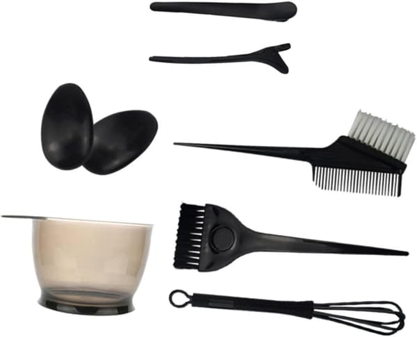 Professionelt hårfarveværktøjssæt 7 stk. sort sæt med hårfarvebørste til salon