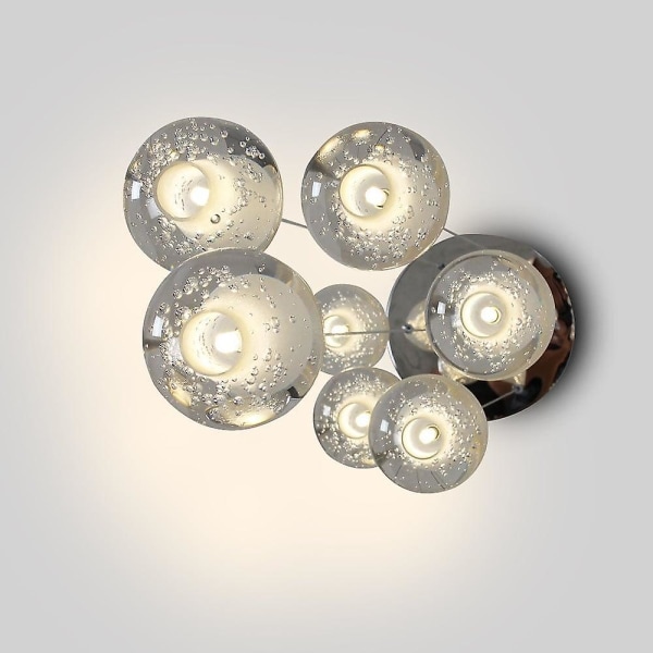 7-lys 10 cm Krystal LED Pendel Sfærisk Krom