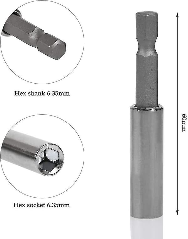 60mm Magnetiskt Mutterdrivningssats, 6.35mm Skruvmejslar Bitshållare
