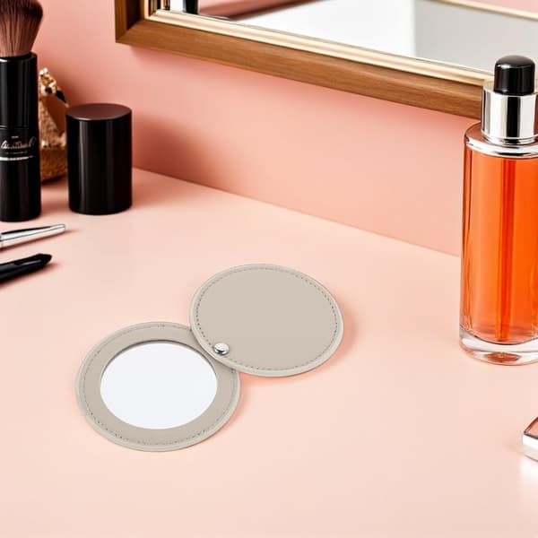 2 st bärbar sminkspegel kompakt vikbar design PU-läderfinish