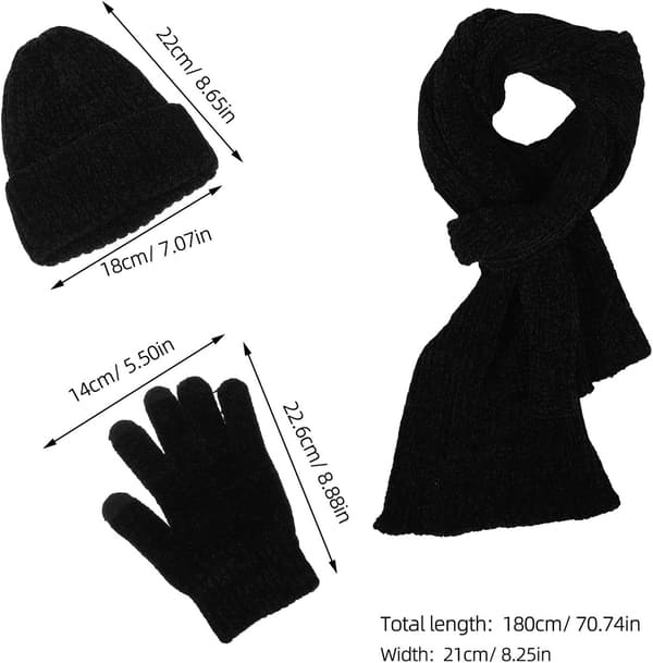 1 Set Vintermössa Halsduk Handskar - Stickad Mössa Varm Lång Halsduk
