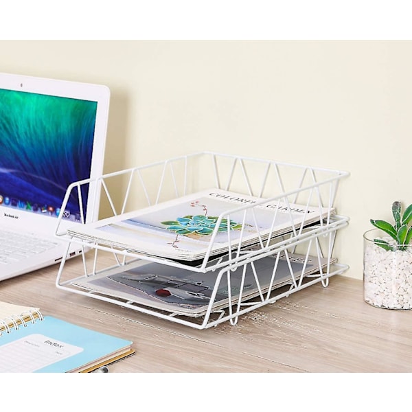 2-nivå A4 Metall In Trays Kontor Desk Tidy File Magazine