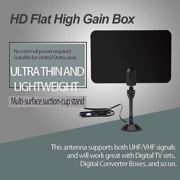 Ultra Tynn Innendørs Digital TV-Antenne HD Flat Design DTV-boks