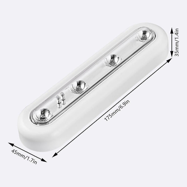 4-LED Under Cabinet Swivel Push Tap Touch Stick On Light